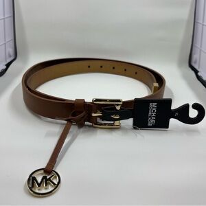 Michael Kors Genuine Leather Belt (Brown)